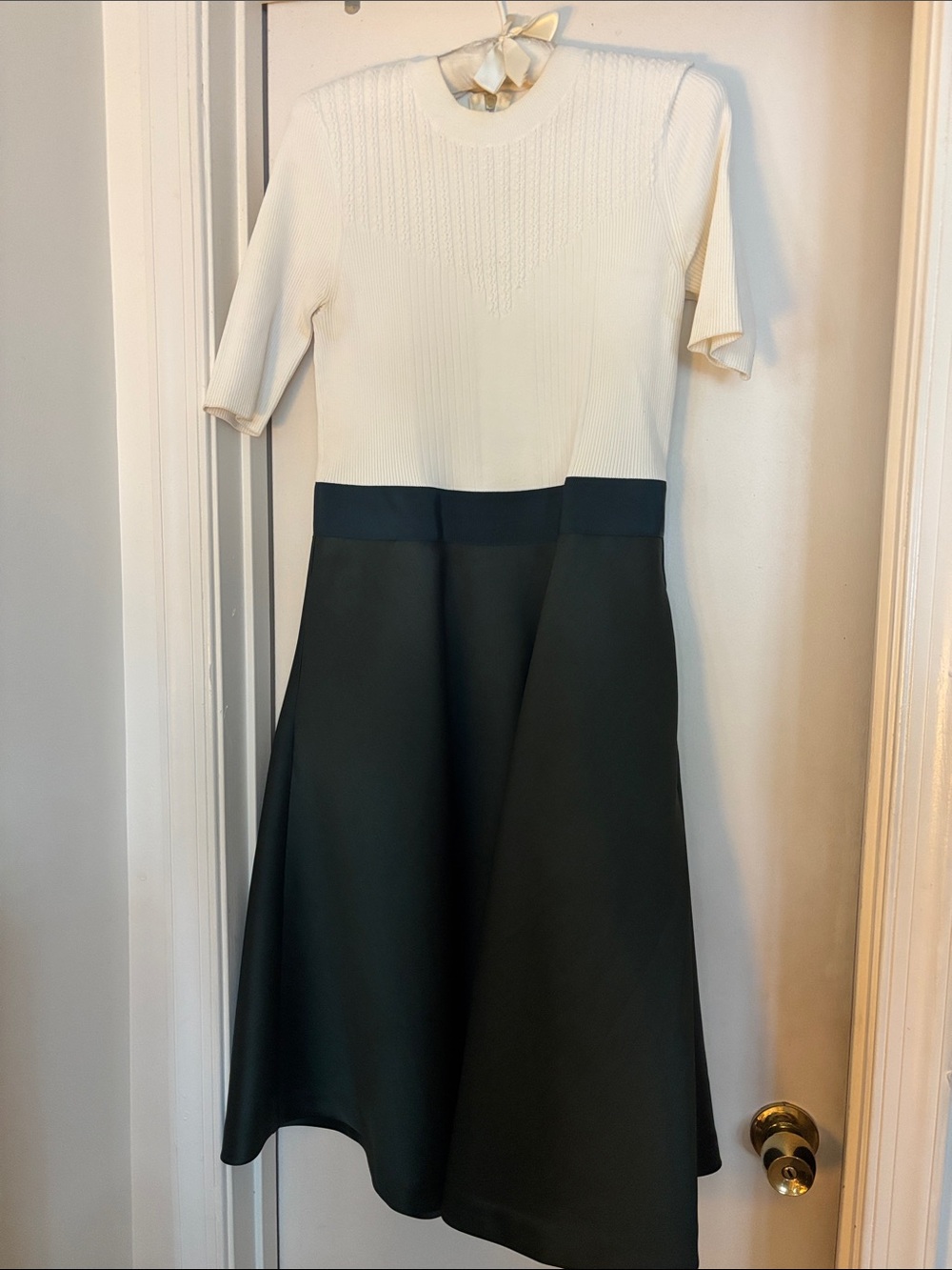 Ted Baker London Cream Knit Top with Dark Green A-Line Skirt